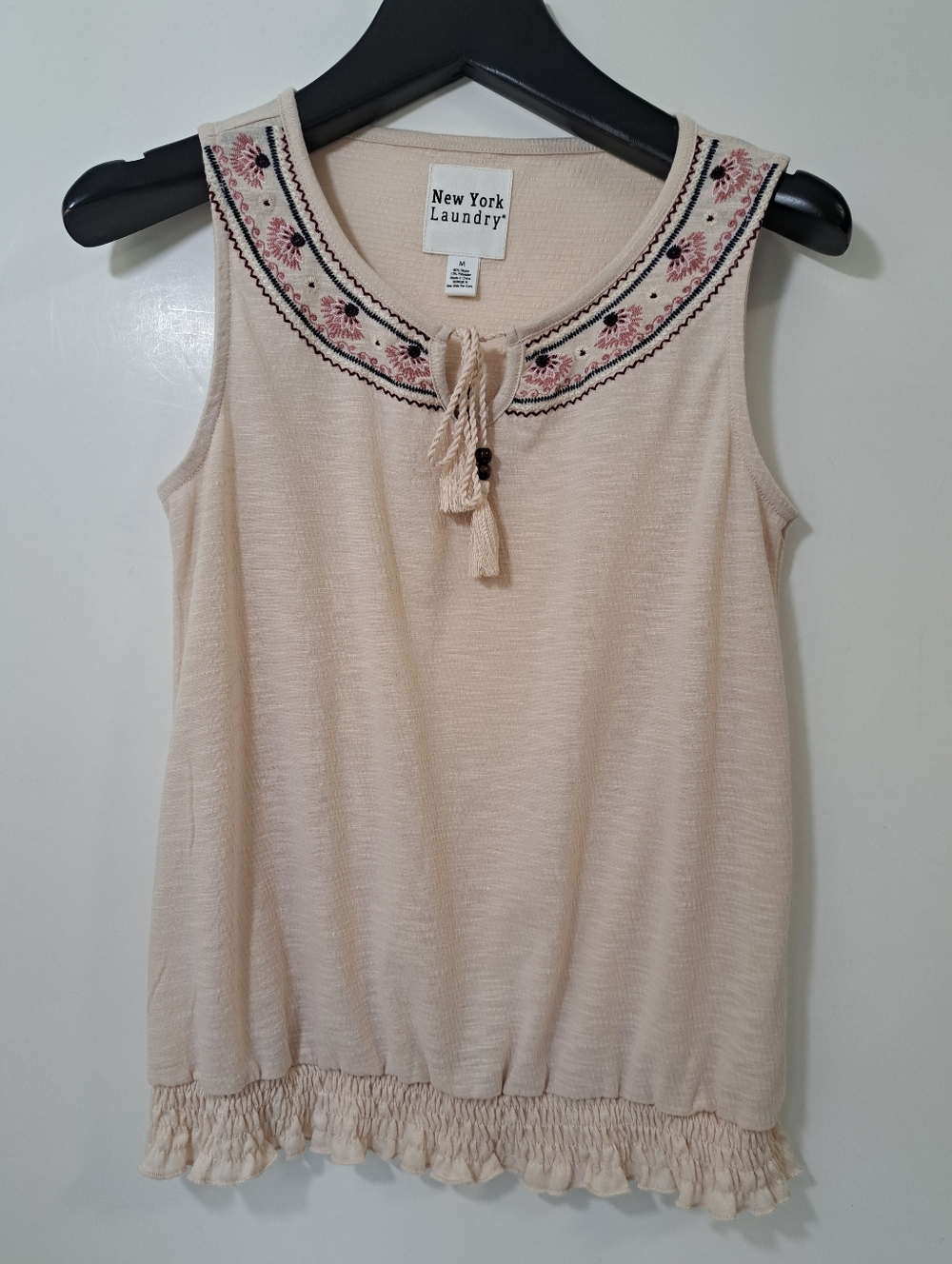 New York Laundry Women's Beige Boho Sleeveless Top Size Medium